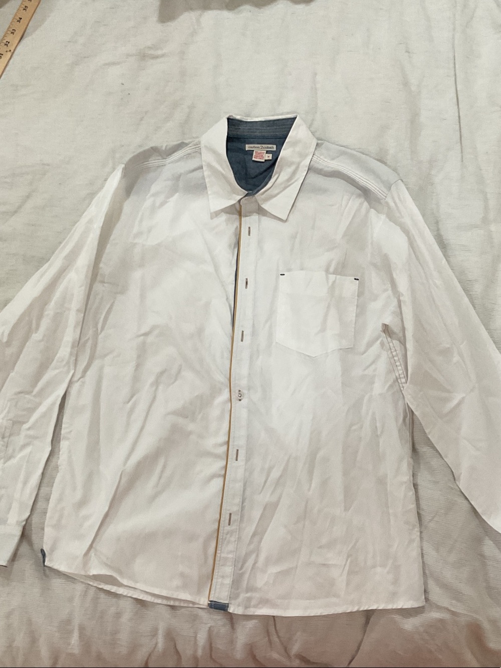 Classic Carbon2Cobalt White Men's Dress Shirt with Contrast Collar